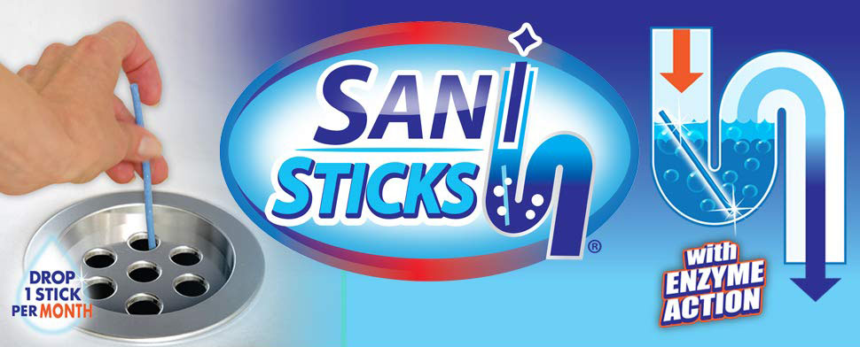 Sani Drain Sticks, As Seen on TV Drain Cleaner and Deodorizer, Scented, 2 Packs of 12 Each