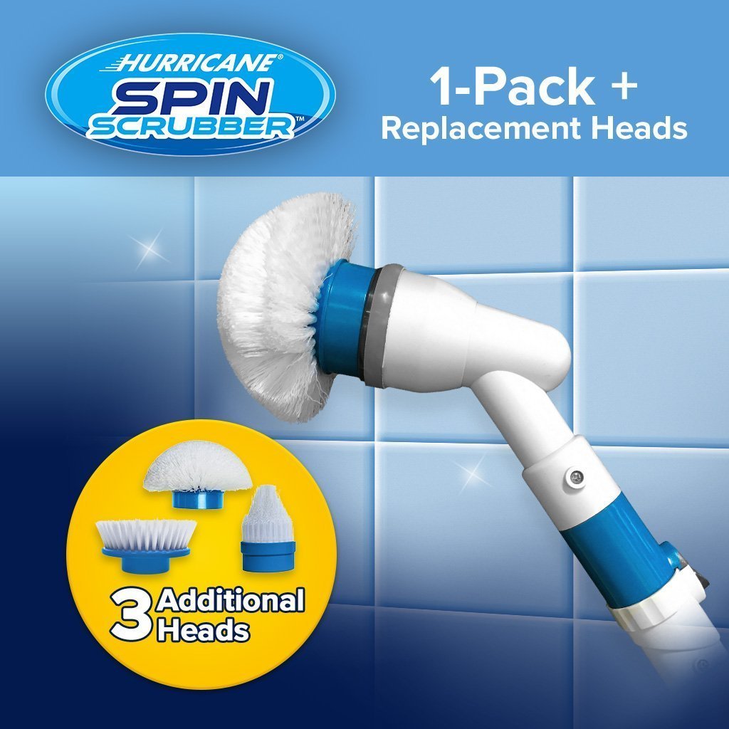 HURRICANE SPIN SCRUBBER REPLACEMENT BRUSH HEADS 3 PACK AS SEEN ON TV HAVE + 