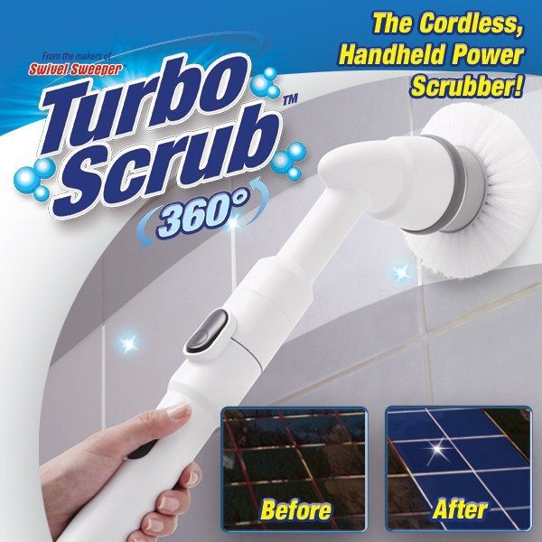 Turbo Scrub 360 Cordless Power Scrubber - 3 Brush Heads - As Seen